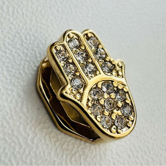 Keep Collective Hamsa Hand Charm - Gold Pave Crystal Bracelet Slider - Picture 3 of 3